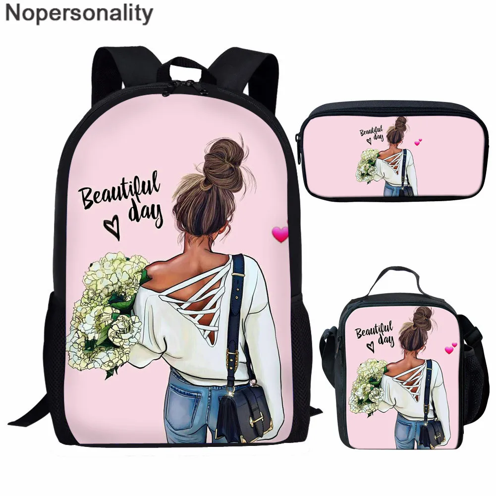 LH1157CGK Nopersonality основной Детский рюкзак для девочек Kawaii мультфильм супер мама печати 3 шт./компл. школьные сумки детские рюкзаки рюкзак - Цвет: LH1157CGK