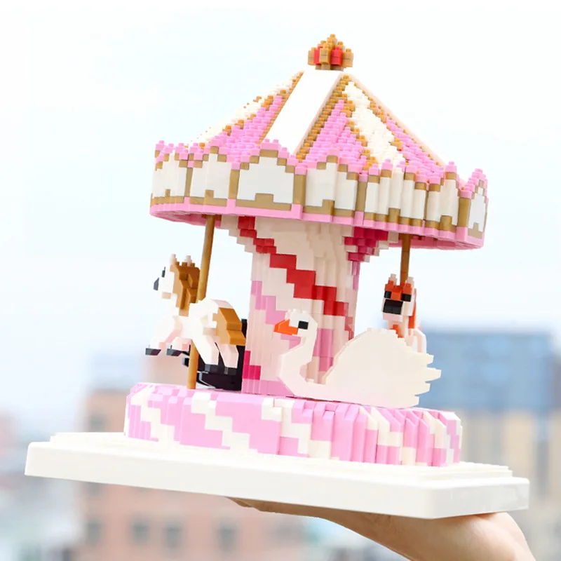 

Children's cartoon series micro particle diamond diy building block carousel