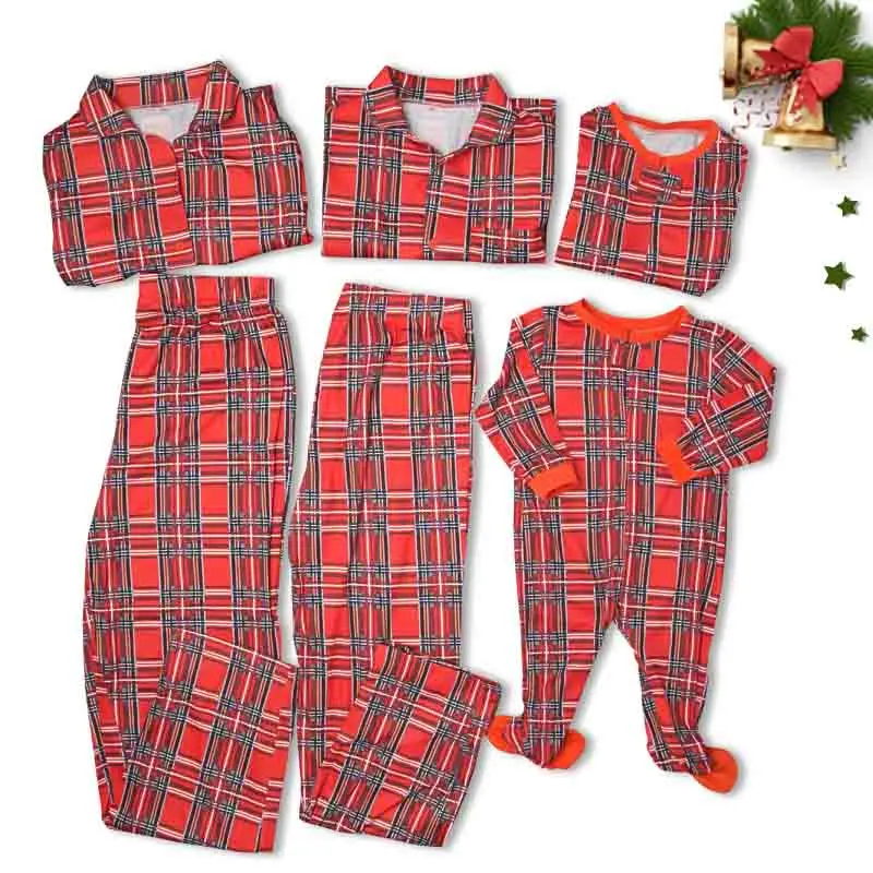 

PatPat Red Gingham Long-sleeve Top and Pants Matching Family Set