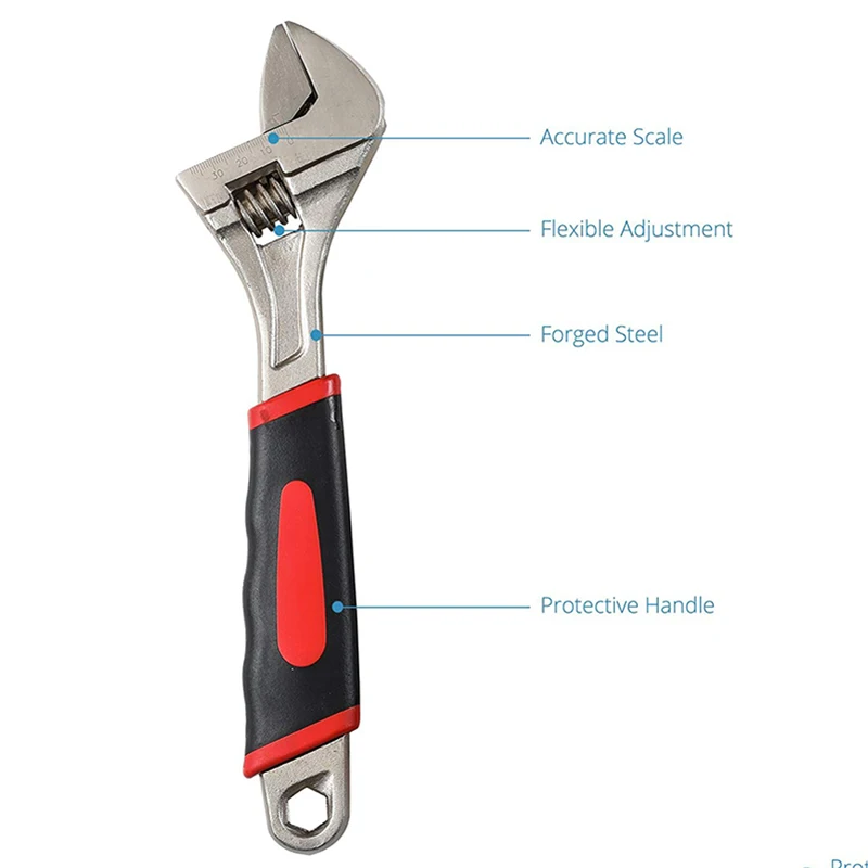 QUK Adjustable Wrench Set Ratchet Large Opening Spanner Universal Key CR-V Multitools Snap Grip Wrench Bathroom Repair Hand Tool