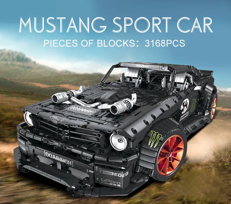 Новинка 1965 Ford Mustang Hoonicorn гоночный автомобиль fit Technic MOC-22970 FIT 20102 строительные блоки кирпичи детские игрушки подарок