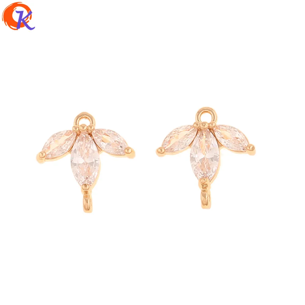 Cordial Design 50Pcs 14*14MM Jewelry Accessories/DIY Parts/Genuine Gold Plating/CZ Earring Connectors/Hand Made/Earring Findings | Украшения