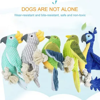 

Dog Chew Squeak Toys Dove Parrot Fleece Rope Interactive Toy Bite-resistant Plush Bird for Pet Dogs Cat Chew Squeaking Toy