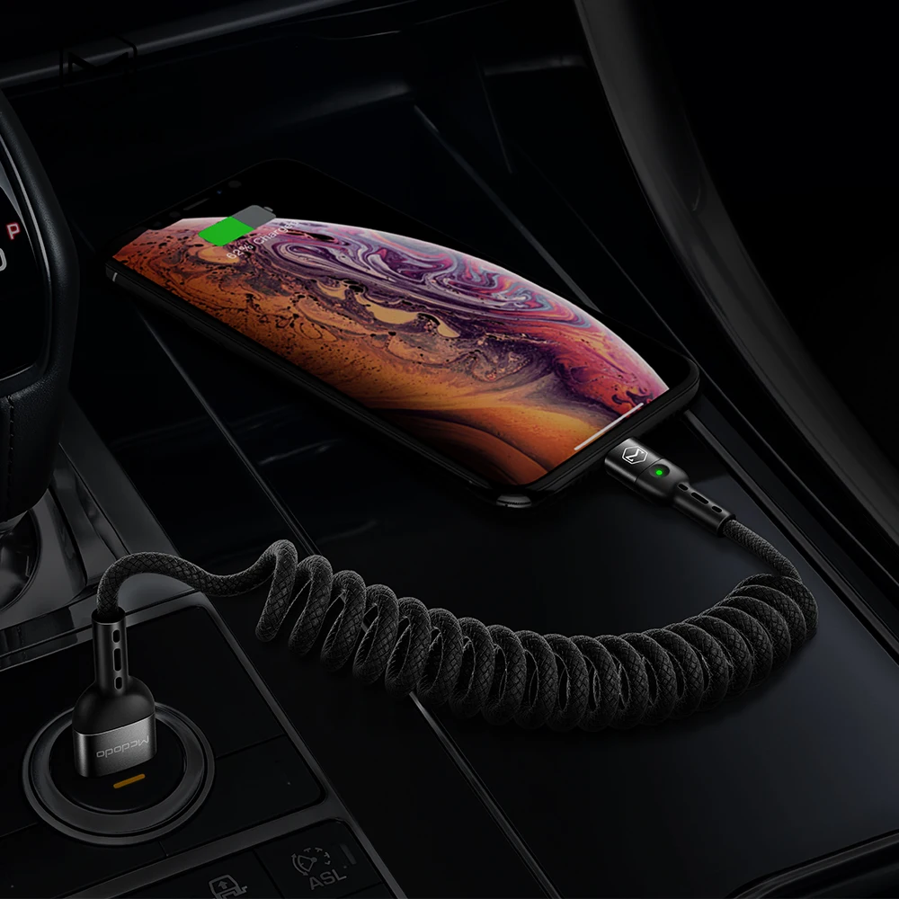 Mcdodo светодиодный светильник для usb lightning весенний кабель 2 м для iPhone xs xr 8 7 6s plus 5s ipad pro зарядное устройство кабель для быстрой зарядки данных 2A