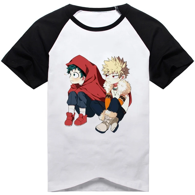 Аниме «Мой герой», футболка для косплея, Midoriya Izuku Bakugo Katsuki deku, мужская и женская Повседневная футболка с коротким рукавом и принтом