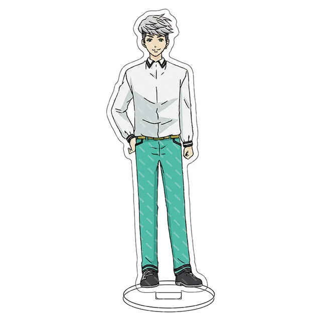 Anime Figure The Disastrous Life of Saiki Kusuo Key Chain Pendant Cosplay Two-sided Keychain Prop Acrylic Stand Model Toy sky blue