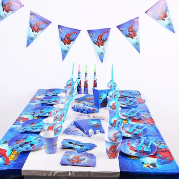 

16 Pcs/Suit Disney Cartoon Marvel The Avengers Spiderman Birthday Party Supplies Children Disposable Party Tableware 2A03