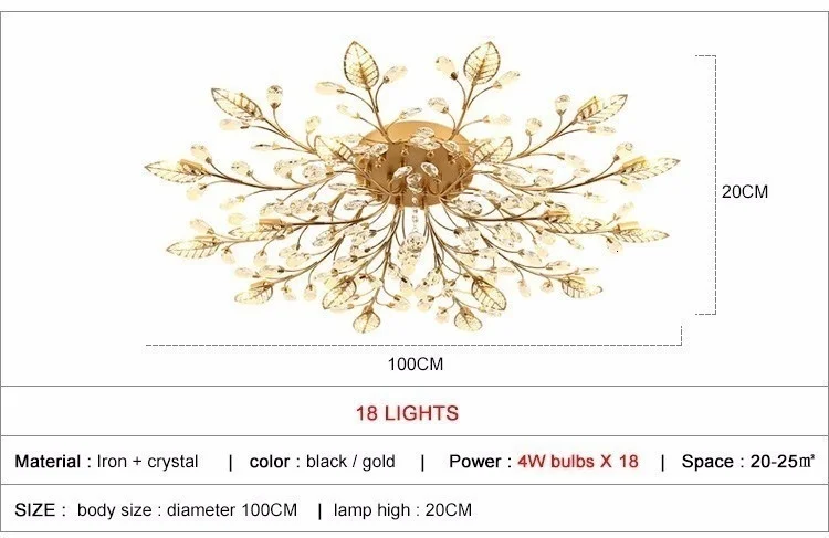 Modern LED Chandelier Fixtures For Living Room Crystal Lampshade Decor Home Lighting Black Gold Bedroom Lustre Ceiling Lamp