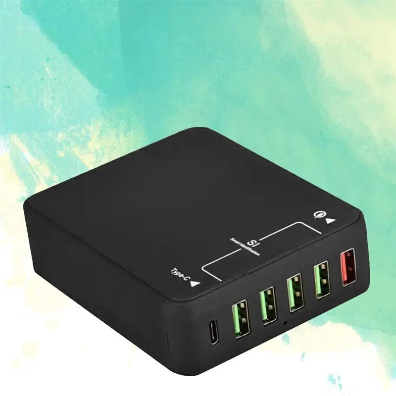 Тип usb C Зарядное устройство для зарядки нескольких(например, iPhone, IPad, Android быстрой зарядки 3,0 путешествия настенная Зарядная Станция 6-Порты и разъёмы с штепсельная вилка стандарта США