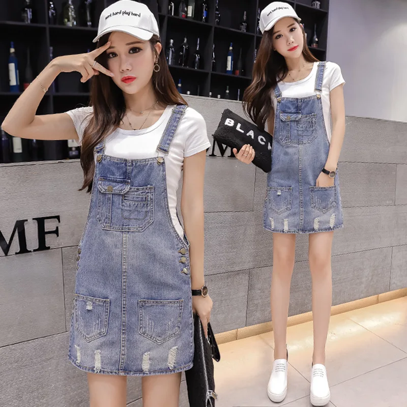 #2705 Summer Sleeveless Spaghetti Straps Dresses Women Causal Overalls Denim Suspender Dress Ladies Front Pockets Jeans | Женская одежда