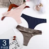 BANNIROU Sexy Seamless Woman Underwear Sports Panty Female T-back Solid Soft G-string Thong For Woman Underwear Ice Silk 3 Pcs ► Photo 1/6