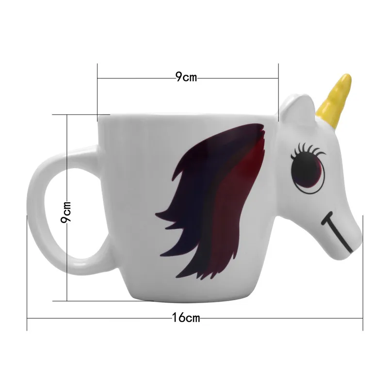 Cute Color Changing 3D Rainbow Unicorn Ceramic Mug Coffee Tea Milk Hot Water Cup Drinkware Temperature sensing Magical Horse Cups4