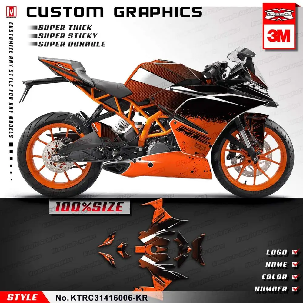 Кунг-фу графика Aftermarket наклейка комплект полный охват наклейка для KTM RC 125 200 RC125 RC200 виниловая пленка - Цвет: KTRC31416006-KR