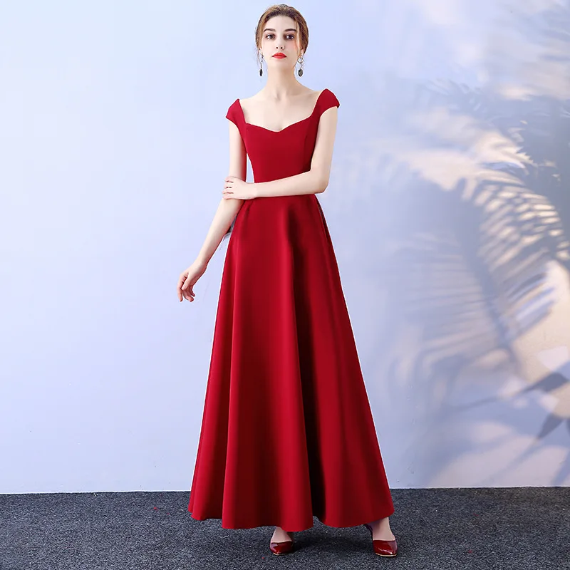 Red-Long-D Новые Вечерние для хозяйки банкета платье длинный свитер женское платье черные платья для невесты Короткие Creme Короткие вечерние платья элегантные - Цвет: Red-Long-D