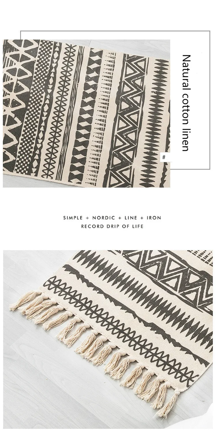 Helper Description Diagram：A thin tapestry carpet with cotton printing and vintage plain color for generations of cross-border Nationalities