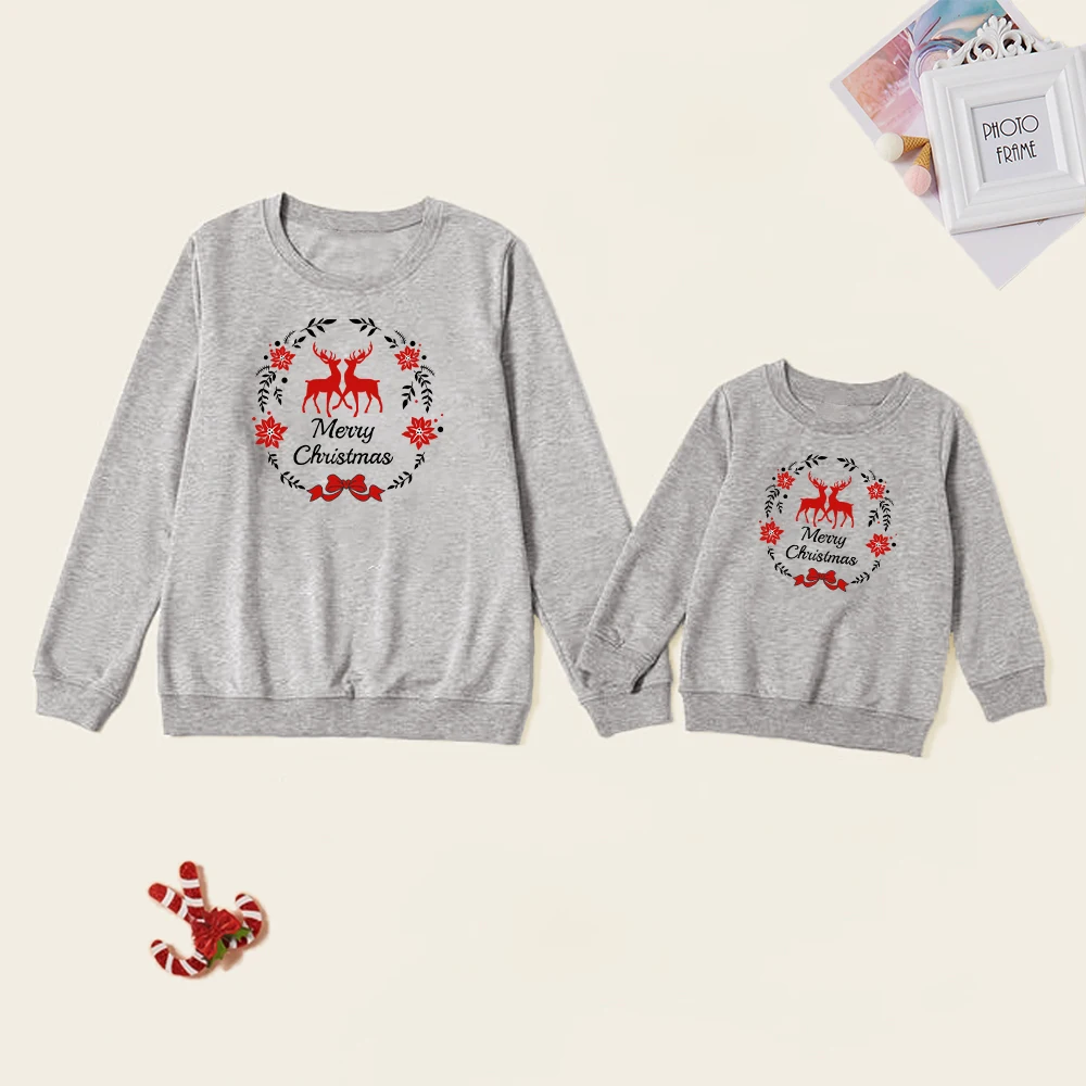 Ropa navideña familiar NASHAKAITE Sudaderas con estampado de letras navideñas Ropa de apariencia familiar para madre e hija Ropa para mamá y yo