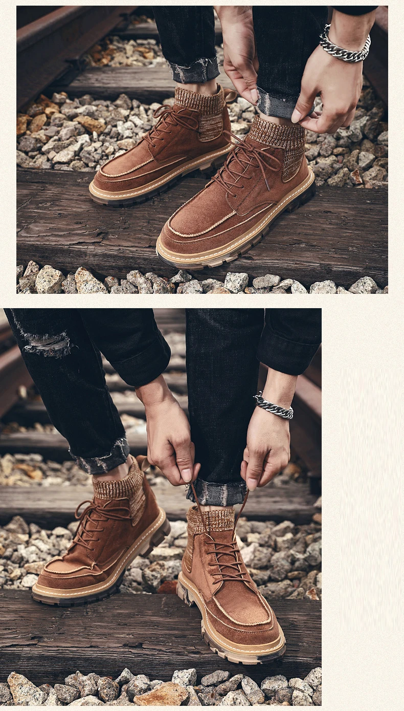 M- Autumn and winter super fire high boots retro tooling boots new England wind outdoor comfortable Martin boots men's shoes