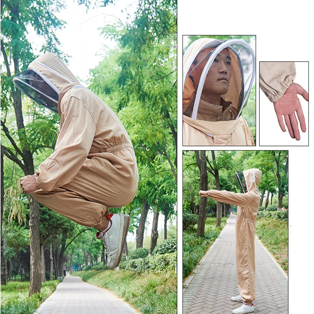 Для мужчин всего тела передняя молния пчела оборудования Для мужчин t вуаль Кепки Костюмы Складная домашняя кофта инструмент утолщенная хлопчатобумажная ткань костюм пчеловода