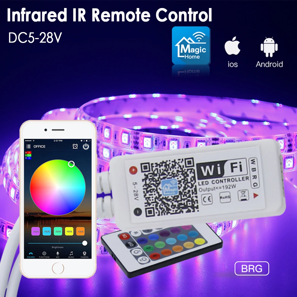 Wi-Fi RGB светодиодный смарт-контроллер полосы для 5050 3528 работы w Alexa Android/IOS APP