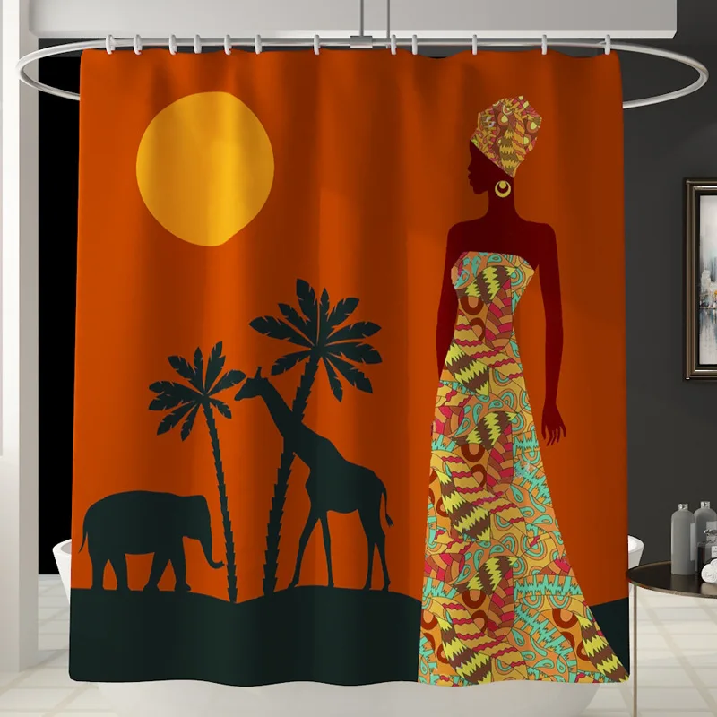 Африканский слон напечатанный Водонепроницаемый полиэстер занавеска для душа Противоскользящий коврик для ванной набор занавесок для ванной s коврики для туалета Набор чехлов