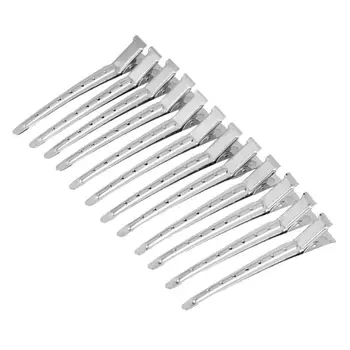 

12 Pcs Stainless Steel Duckbill Mouth Clips Professional Hairdressing Beak Hair Sectioning Crocodile Hairpins Salon Dying Tools