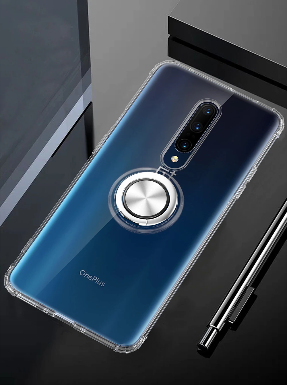 Для Oneplus 7 Pro прозрачный чехол TPU задняя крышка для Oneplus 7 Pro 6T полная задняя крышка чехол магнитный автомобильный держатель пресс-кольцо Capa