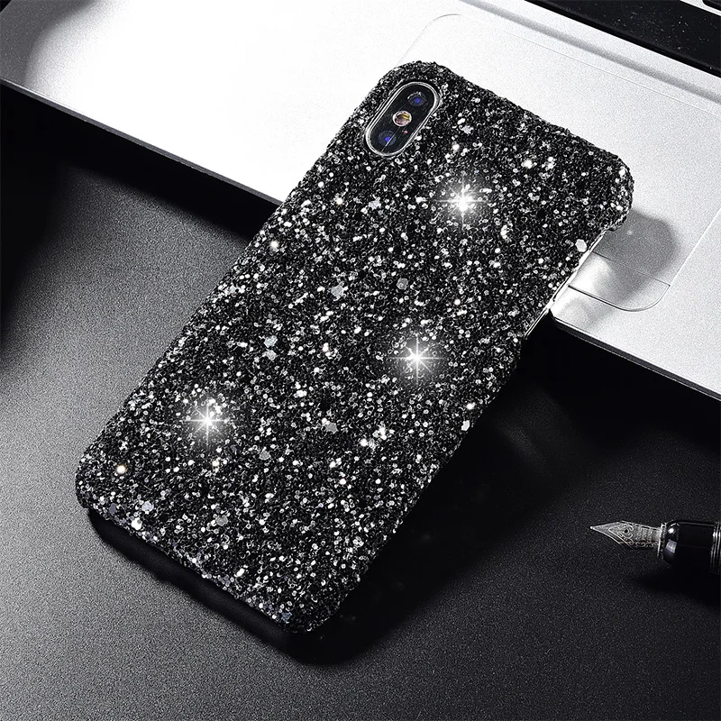 Модный Роскошный чехол с блестками для телефона iphone X XS MAX XR 7 8 6 6S Plus Жесткий Чехол