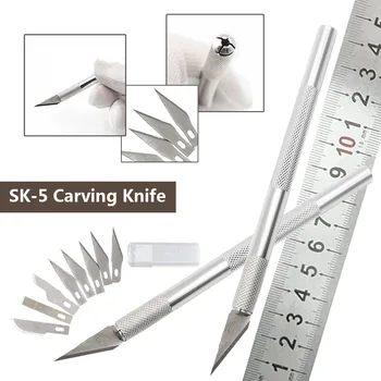 

10pcs Non-Slip Metal Scalpel Knife Tools Kit Pen Cutter Engraving Craft Knives Blades Mobile Phone PCB DIY Repair Hand Tools