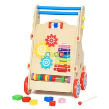 Деревянные цветные многофункциональные игры строительные блоки ходунки Игрушки для раннего детского образования