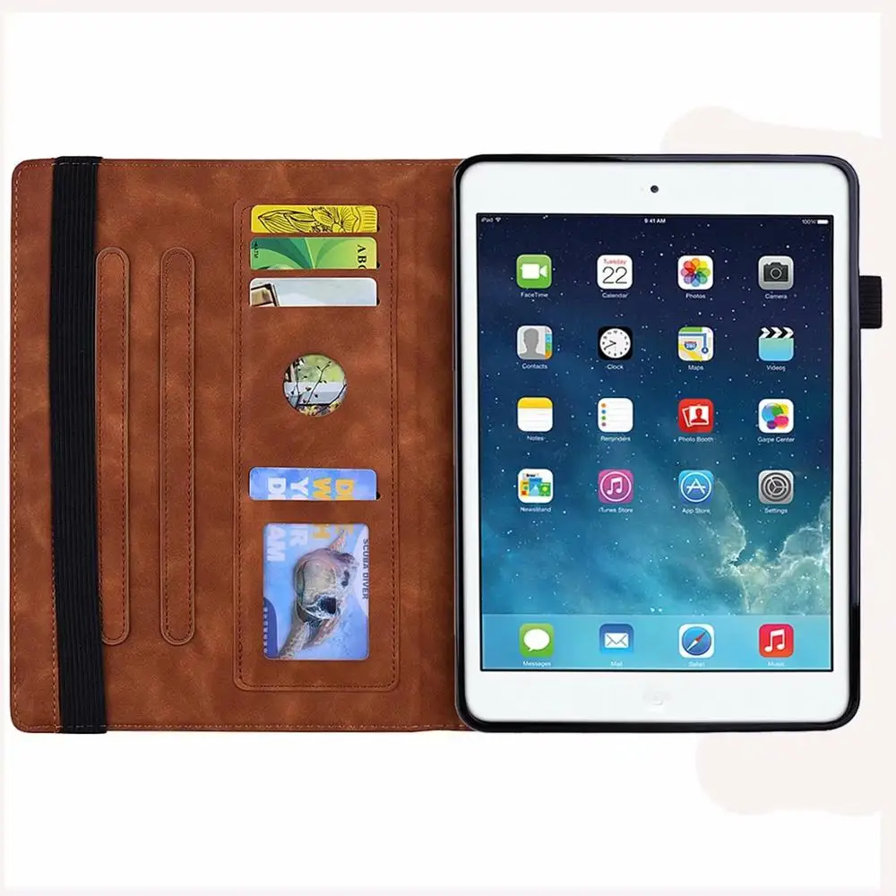 Роскошный флип-держатель для карт, кошелек, чехол для нового iPad, 7-го поколения, Коке, цветок, кожаный чехол для iPad 10,2, чехол для планшета