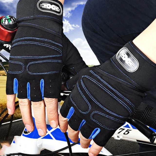 Half Finger Gloves Wristband Training Fitness Sports Outdoor Riding Non-Slip Shockproof Half-Finger Gloves 4