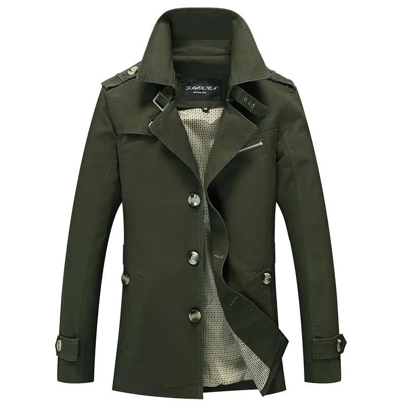 Мужская куртка, пальто, модный Тренч, Jaqueta Masculina Veste Homme, Брендовое повседневное облегающее пальто, верхняя одежда, куртка для мужчин JK1306 - Цвет: dark green