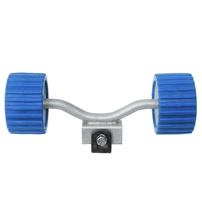 BOAT TRAILER WOBBLE ROLLERS. 4" BLUE RIBBED 18mm Bore. Soft Wobble Roller