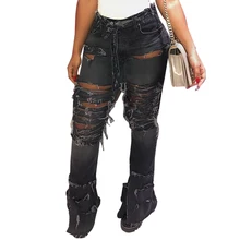 OEAK, новинка, выдалбливают, рваные джинсы для женщин, индивидуальность, средняя талия, выдалбливают, джинсовые штаны, женские, облегающие, Клубные, узкие брюки, Mujer