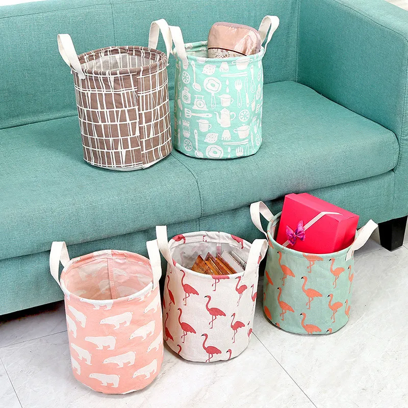 Foldable Cotton Storage Basket Desktop Waterproof Storage Organizer Bag Basket for clothes for Home storage of toys summer Apr12 (6)