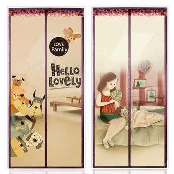

New Cartoon Magnetic Bug Screen Door Curtains for Living Romm Mosquito Protection Net Velcro Easy Fitted Door Mesh
