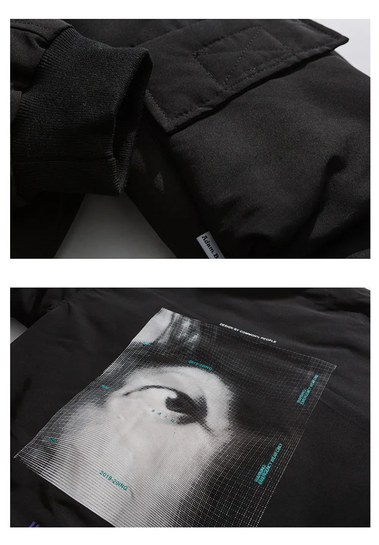 Nanxia Qiaozhuang Winter Hooded Cotton Coat Popular Brand Stand Collar Raglan Sleeve Small Printed Letter Cotton-padded Clo