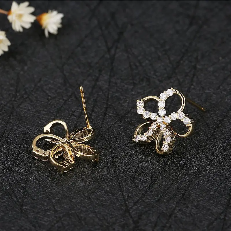 MIGGA серьги-гвоздики в виде цветка с микро-покрытием из кубического циркония, модные женские серьги-гвоздики для девочек золотого цвета, ювелирные изделия