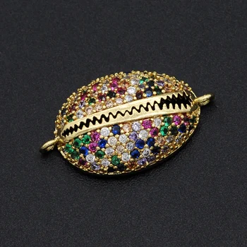 

5pcs/lot 12x22mm Rainbow CZ Sea Shell Connerctor Charm Wholesale 100% Micro Pave Cubic Zirconia Connectors DIY Jewelry Making