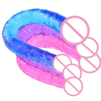 Double Dildo Big Penis for Women Lesbian Anal Butt Plug Flexible Soft Jelly Dual Ended Dong Adult Game Female Masturbation 4