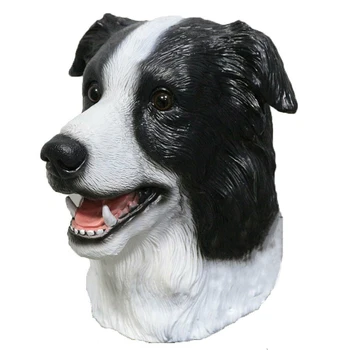 

Latex Animal Dog Head Mask, Border Collie Dog Mask Halloween Costume Super Bowl Underdog Party