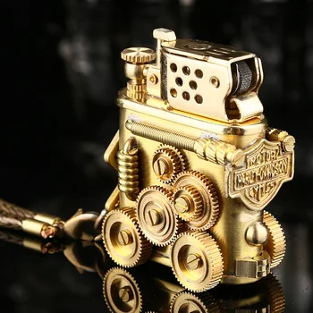 

Harley modelling Automatic bounce Cigar Cigarette Lighter 100% Brass Fuel Kerosene Gasoline Lighter Original Oil Lighter