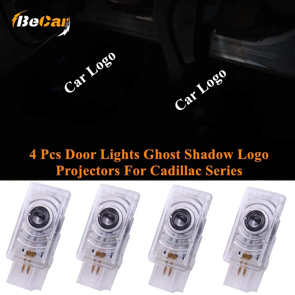 

BeCar 4 Pcs Door Lights logo Ghost Shadow Logo Light Led Door Welcome Lights Projectors For Cadillac SRX 2011-2017/XTS/ATS