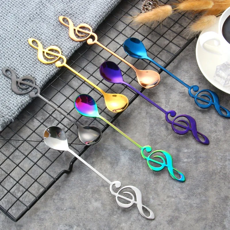 ABUI-7 Piece Set / Creative Note Spoon Coffee Stirring Spoon Stainless Steel Milk Tea Coffee Spoon Drink Coffee Spoon 304 Stainl
