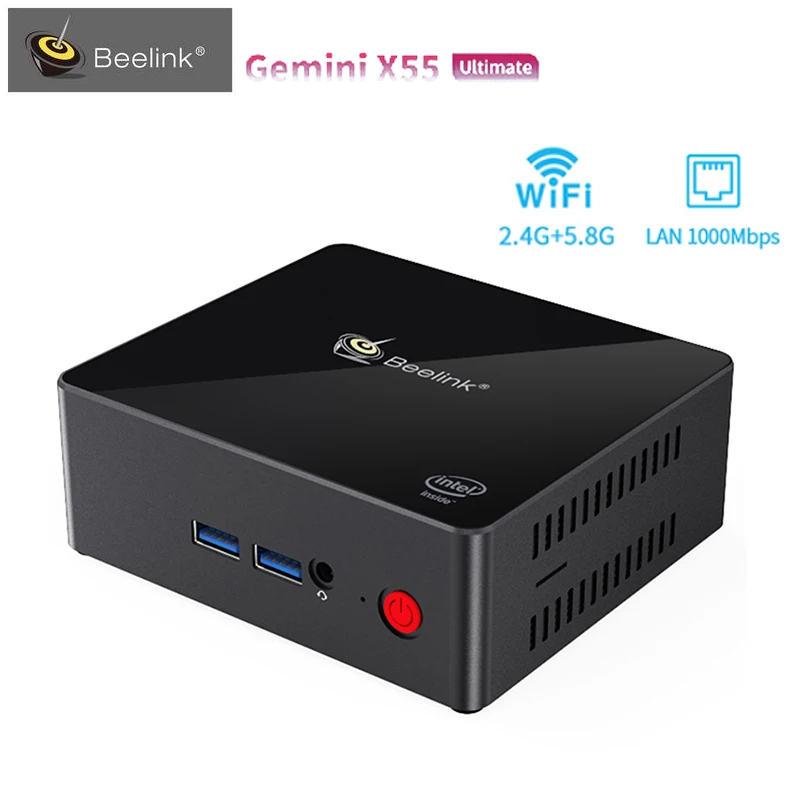 Мини ПК Beelink Gemini X55 Intel GEMINI LAKE Pentium J5005 8GB LPDDR4 128 GB/256 GB/512 GB SSD 2,4G+ 5G WiFi 1000M USB3.0 HDMI медиа