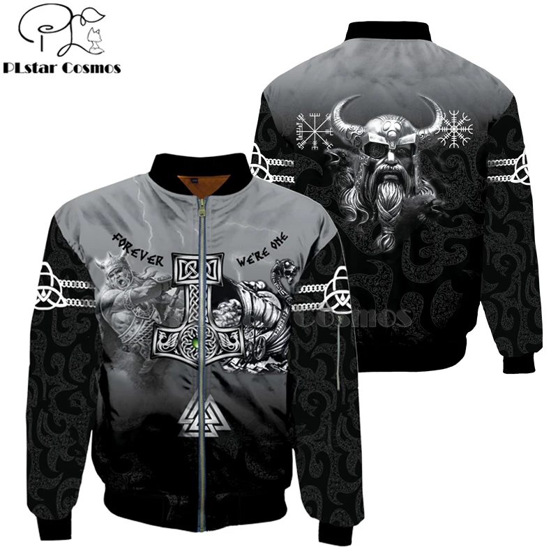 2023 Fashion Men's Bomber jackets Mjolnir Odin Tattoo pattern Funny Printed 3d Zip Long Sleeve Pullover Unisex Zipper jacket mjolnir odin raven tattoo 3d printed fashion men s hawaiian shirt unisex summer casual short sleeve button down shirts cy 34