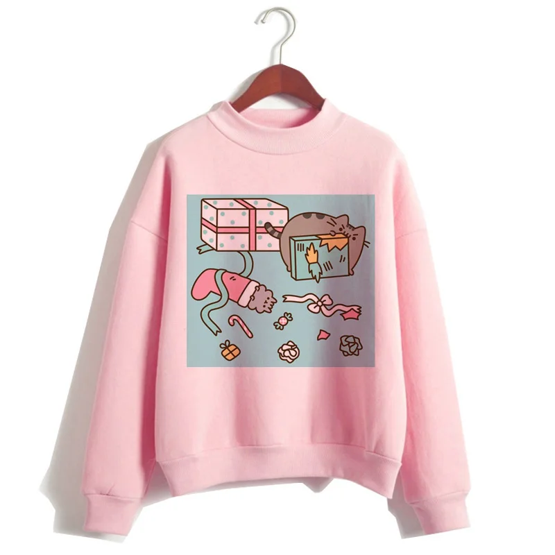 Pusheen Кошка толстовки Harajuku для женщин Забавный мультфильм толстовка Kawaii Ullzang милый с капюшоном Корейская зима 90s теплая толстовка женская