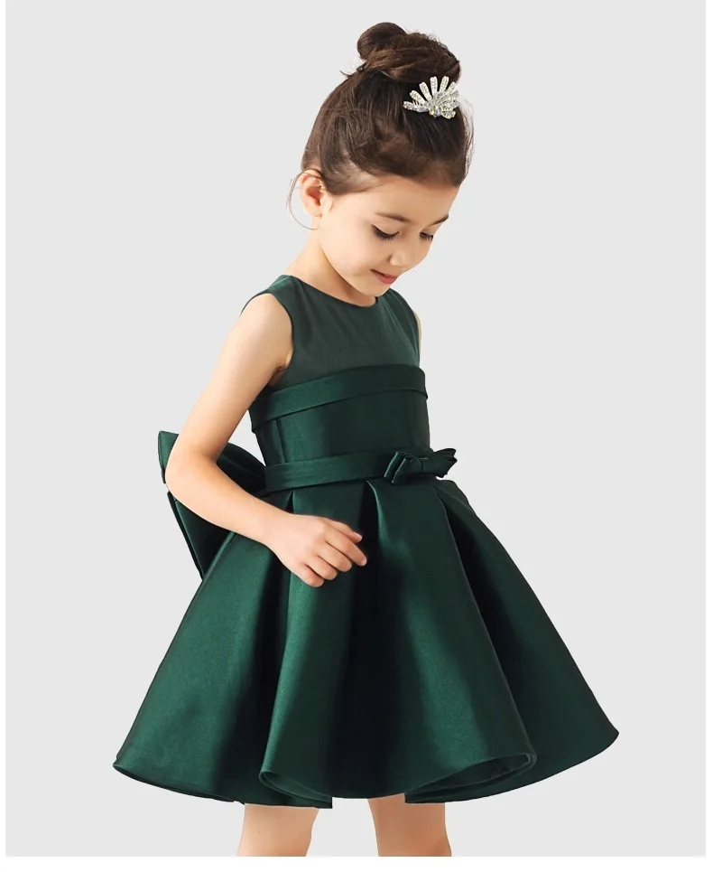 Элегантное летнее платье для девочек; Коллекция года; Модные свадебные платья с бантом для маленьких девочек; Новогоднее платье для крещения; платья для дня рождения для младенцев - Цвет: Зеленый
