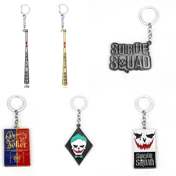 

Suicide Squad Jewelry Baseball Bat Good Night Test Keychain Quinn Key Rings Gift For Holder Chaveiro Car Key Chain