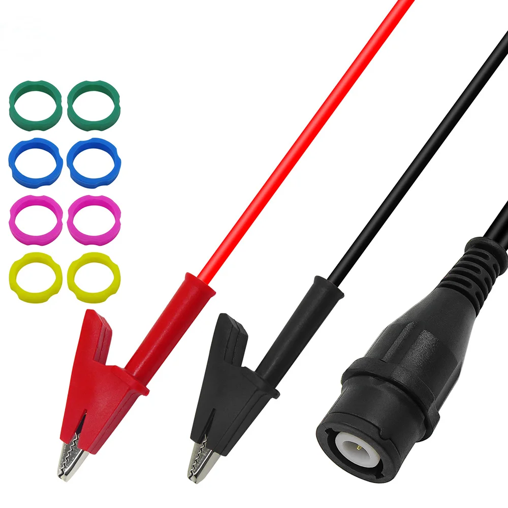 

P1205 Fully Insulated BNC Clip Connection Line 50 Ohm Impedance Q9 Joint RG58 Coaxial Cable Crocodile Clamp